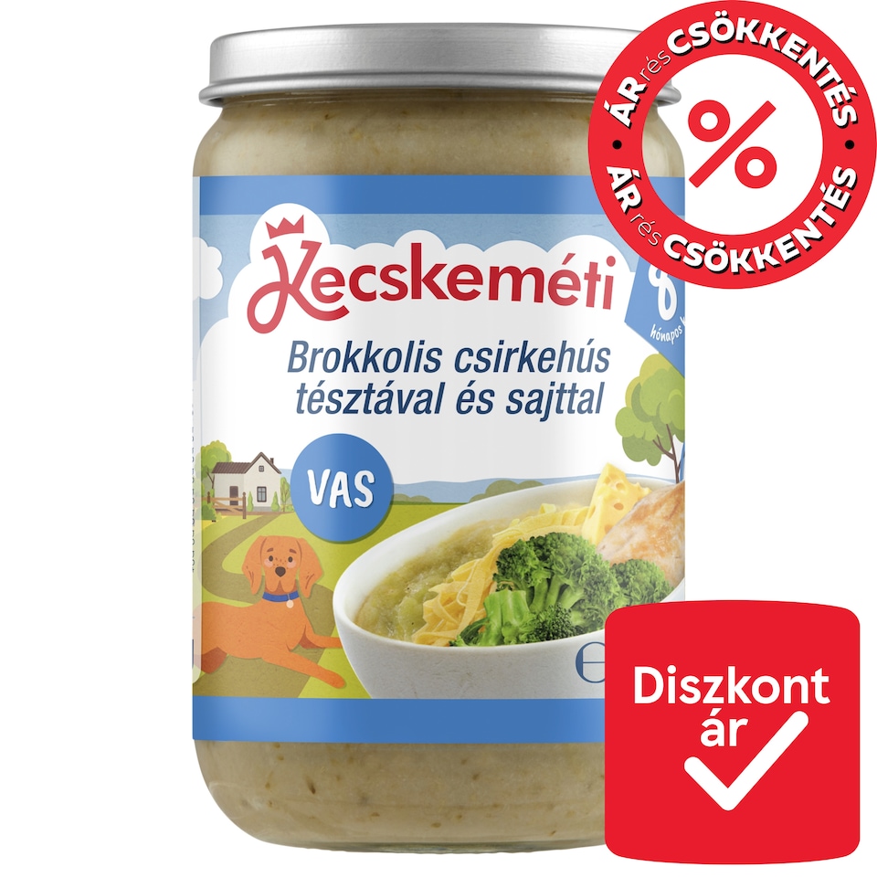 Kecskeméti Broccoli Chicken with Pasta and Cheese Baby Food 8 Months+ 220 g