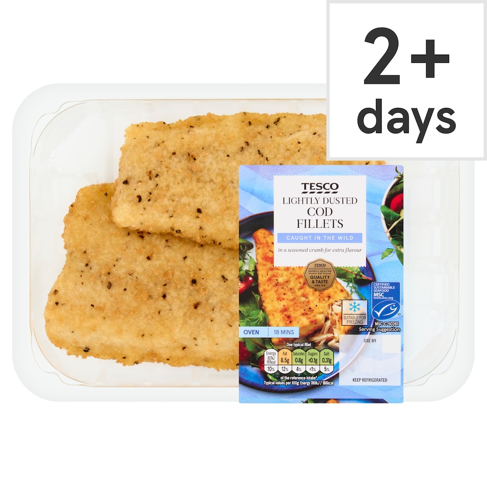 Tesco Lightly Dusted Cod Fillets 250g