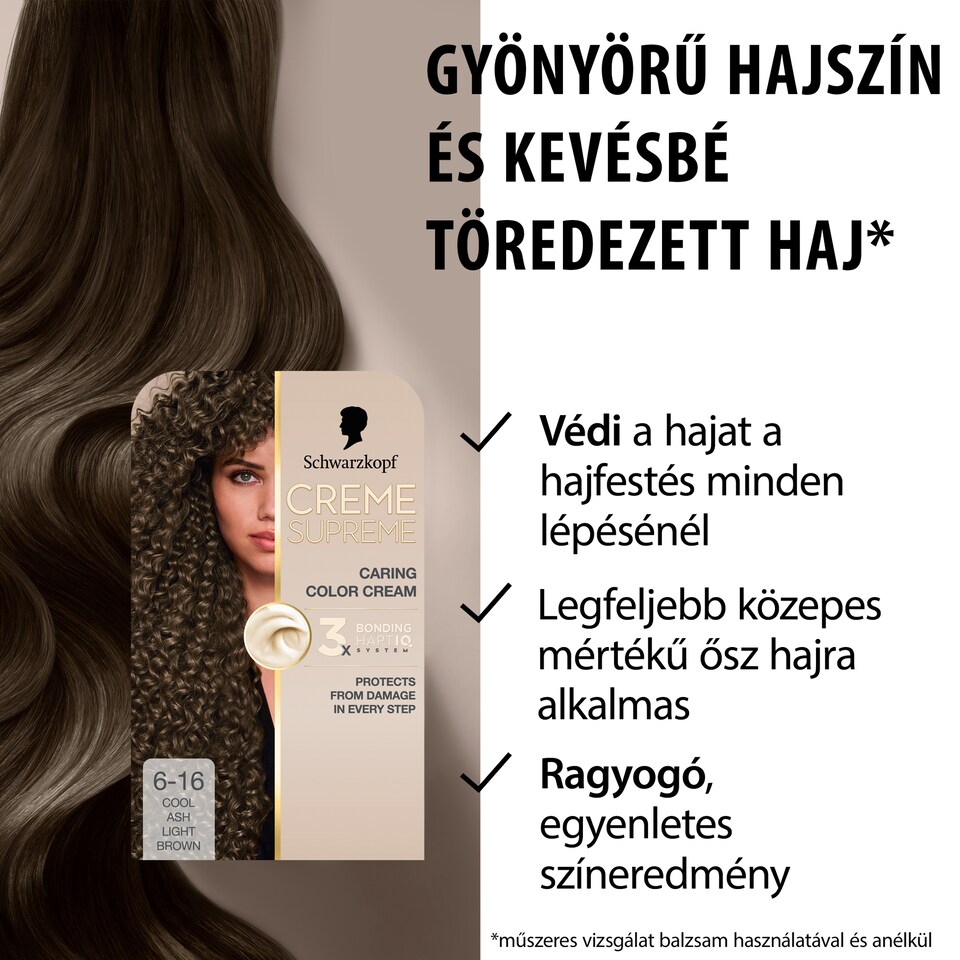 Schwarzkopf Creme Supreme tartós hajfesték 6-16 hűvös hamvas sötétszőke  1. kép