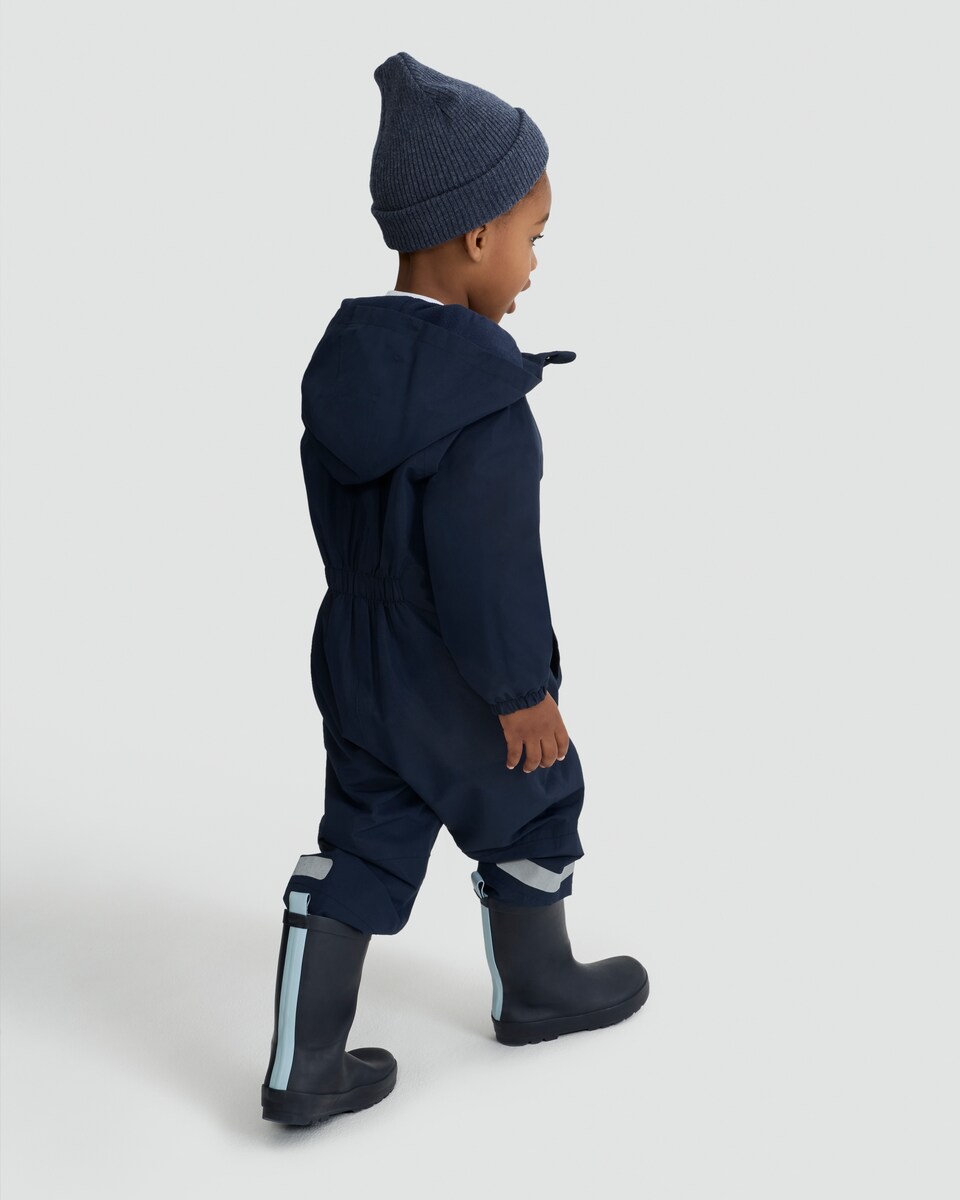 image 1 of F&F Boys Fleece Lined Hooded Waterproof Puddle Suit in Navy