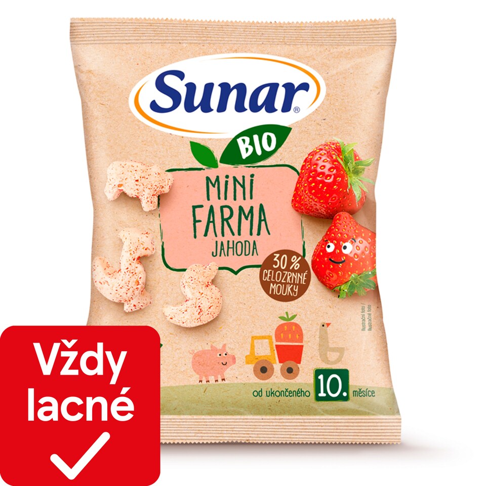 obrázok 1 z Sunar BIO detské chrumky mini farma jahoda 10m+, 18 g