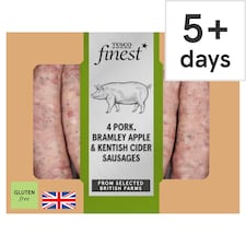 Tesco Finest 4 Pork, Bramley Apple & Kentish Cider Sausages 440g
