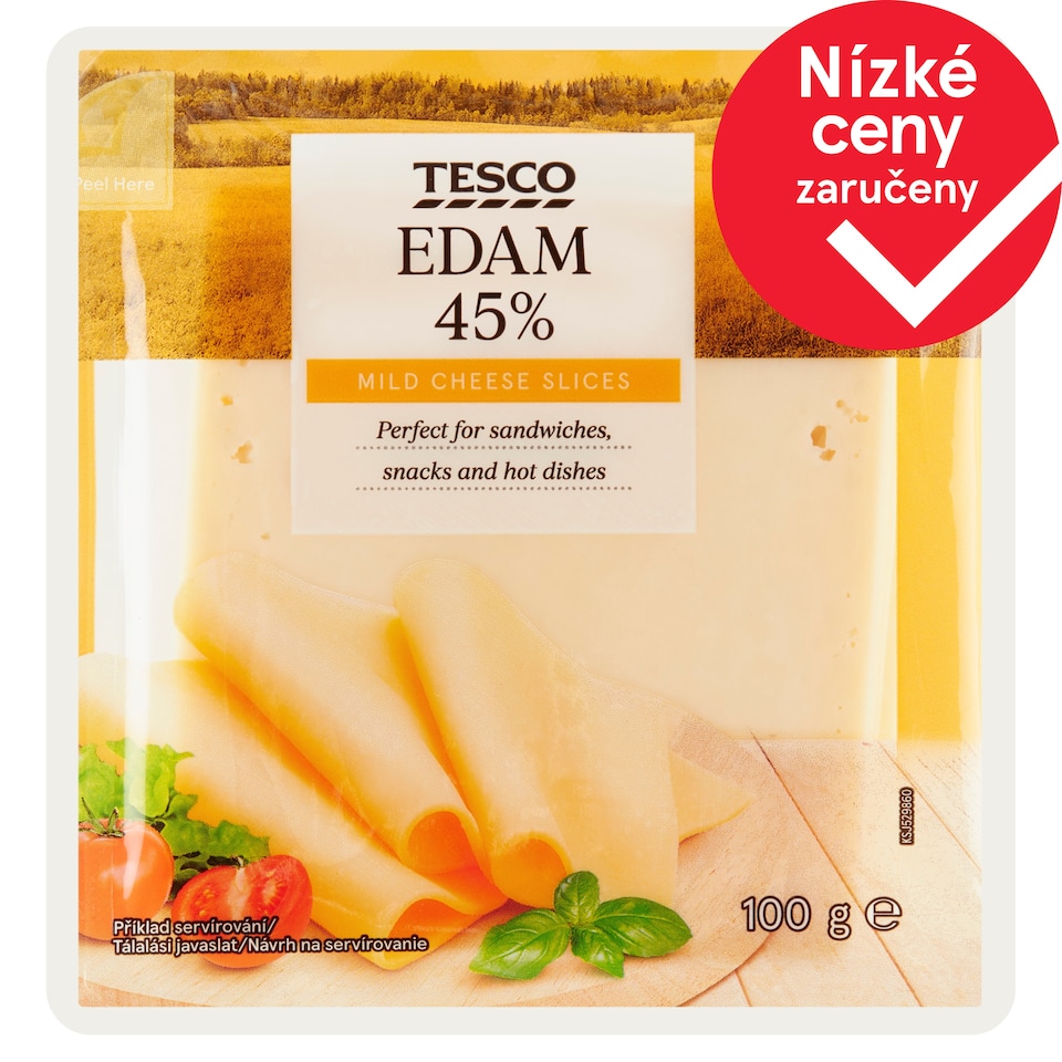 Tesco Edam 45% plátky 100g
