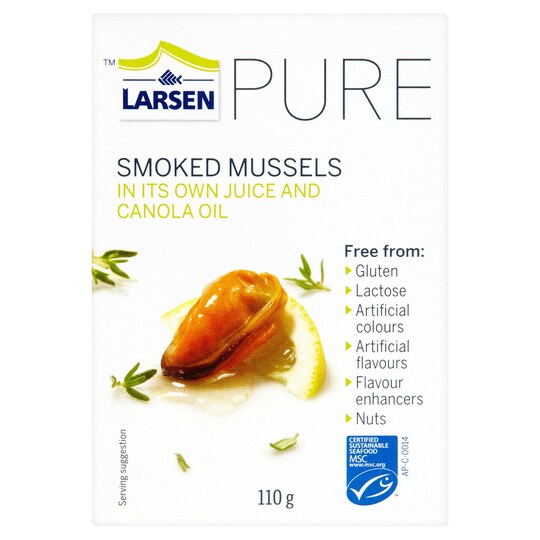 PURE SMOKED MUSSELS VEG OIL 110G Tesco Groceries