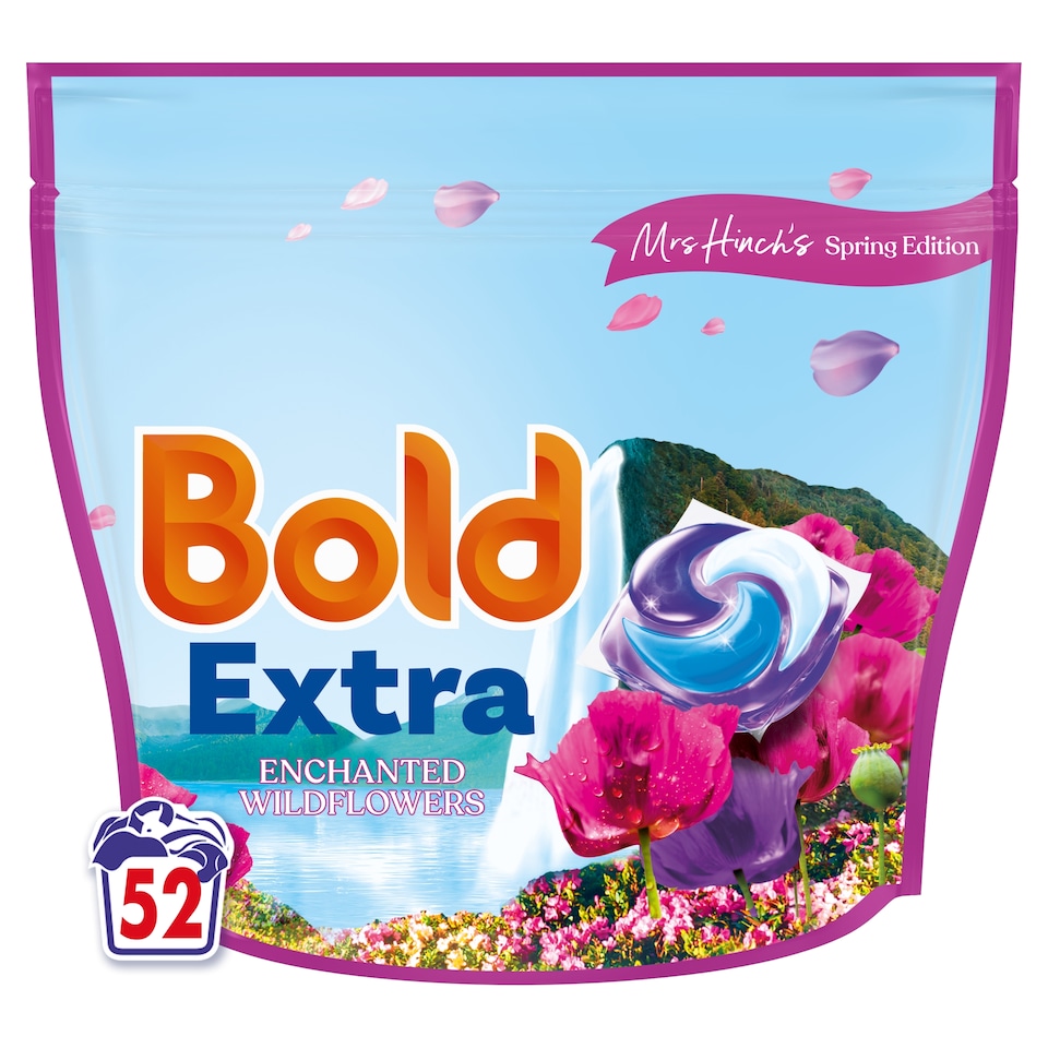 image 1 of Bold Extra Laundry Detergent Liquid Pods Enchanted Wildflowers 52 Washes 1206.4g