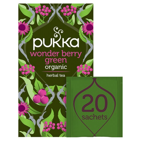 Pukka Organic Wonderberry Green 20 Tea Bags 40G Tesco Groceries