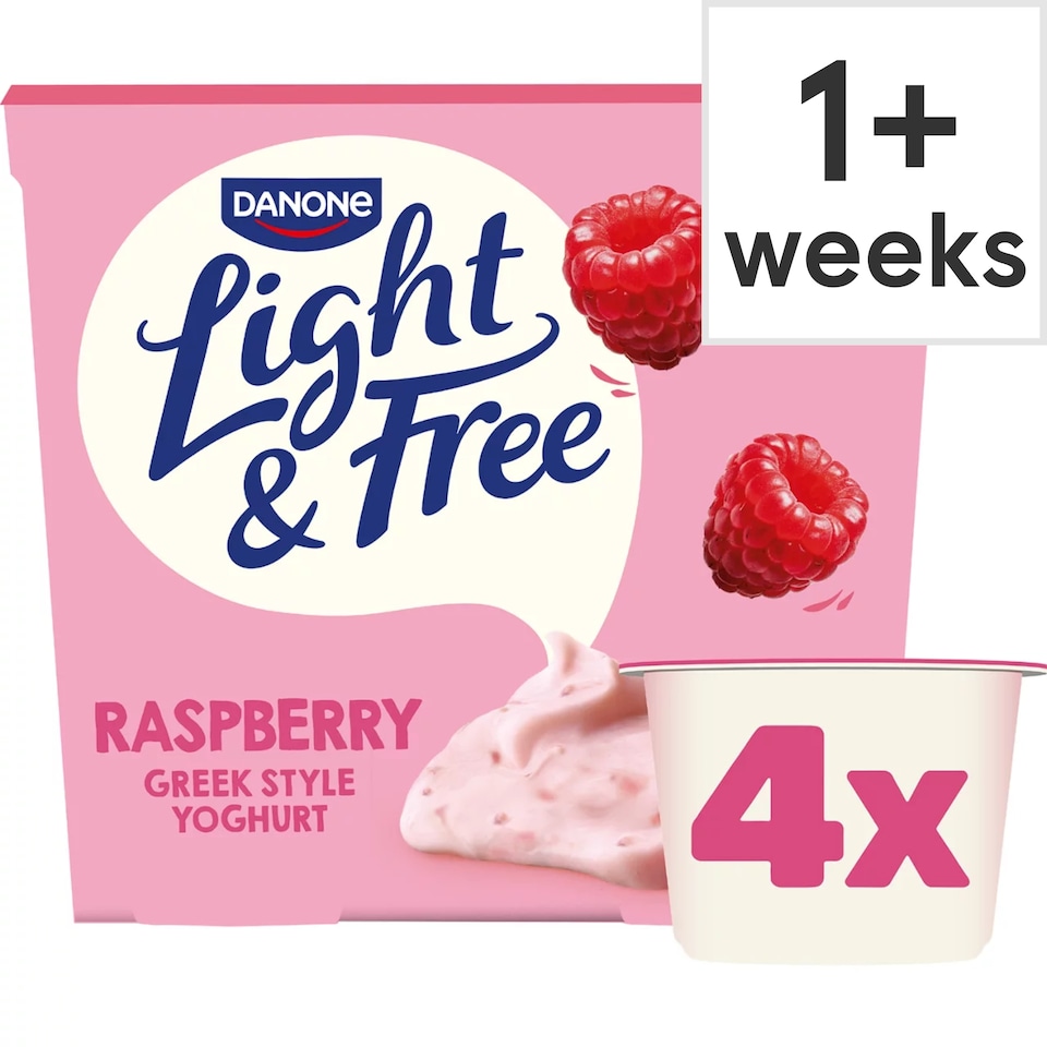 Light & Free Raspberry Greek Style Fat Free Yoghurt 4x115g