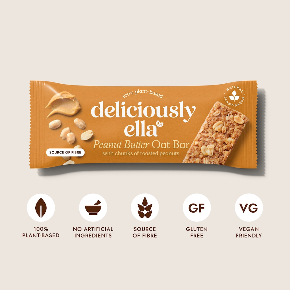image 1 of Deliciously Ella Baked Flapjack Oat Bars - Peanut Butter 3 Pack 50g