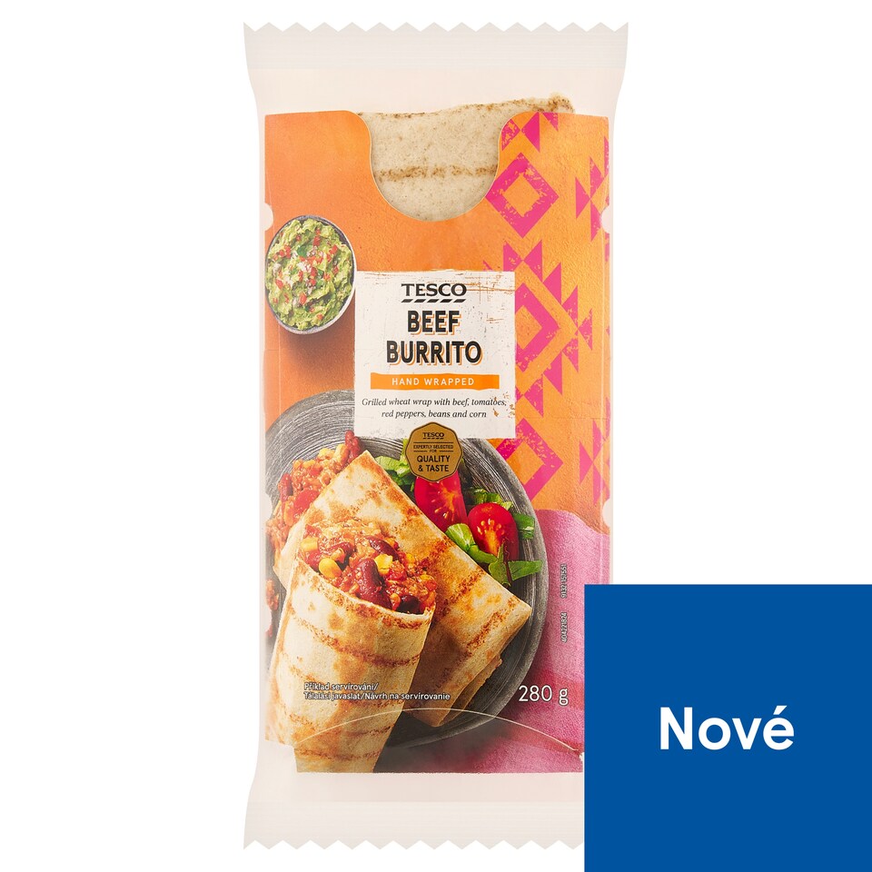Tesco Pšeničná tortilla plněná dušenou rýží, hovězím masem a směsí sýrů 280g