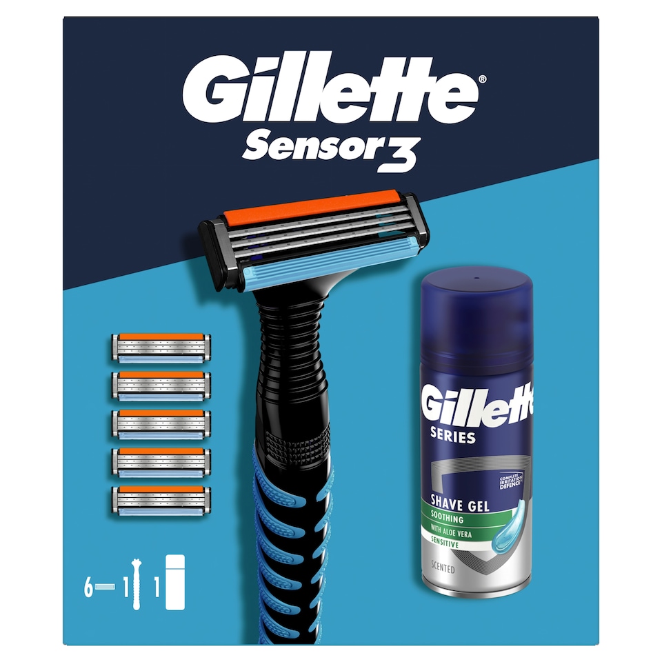 Gillette Készlet: Sensor3 Borotva + 5 Penge + Series Mini Borotvazselé 1. kép
