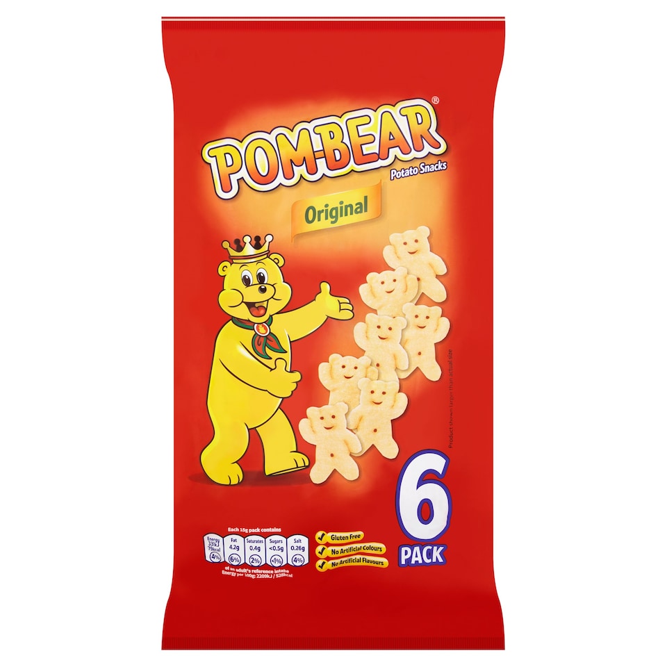image 1 of Pom Bear Original Potato Snacks 6 X 15G
