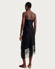 image 3 of F&F Satin Lace Trim Asymmetric Hem Midi Slip Dress in Black