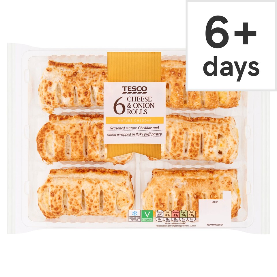 Tesco 6 Cheese & Onion Rolls 360G Tesco Groceries