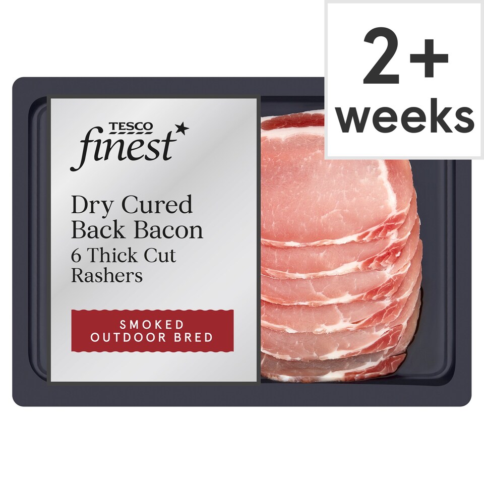 Tesco Finest Dry Cured Back Bacon 6 Rashers 240G Tesco Groceries