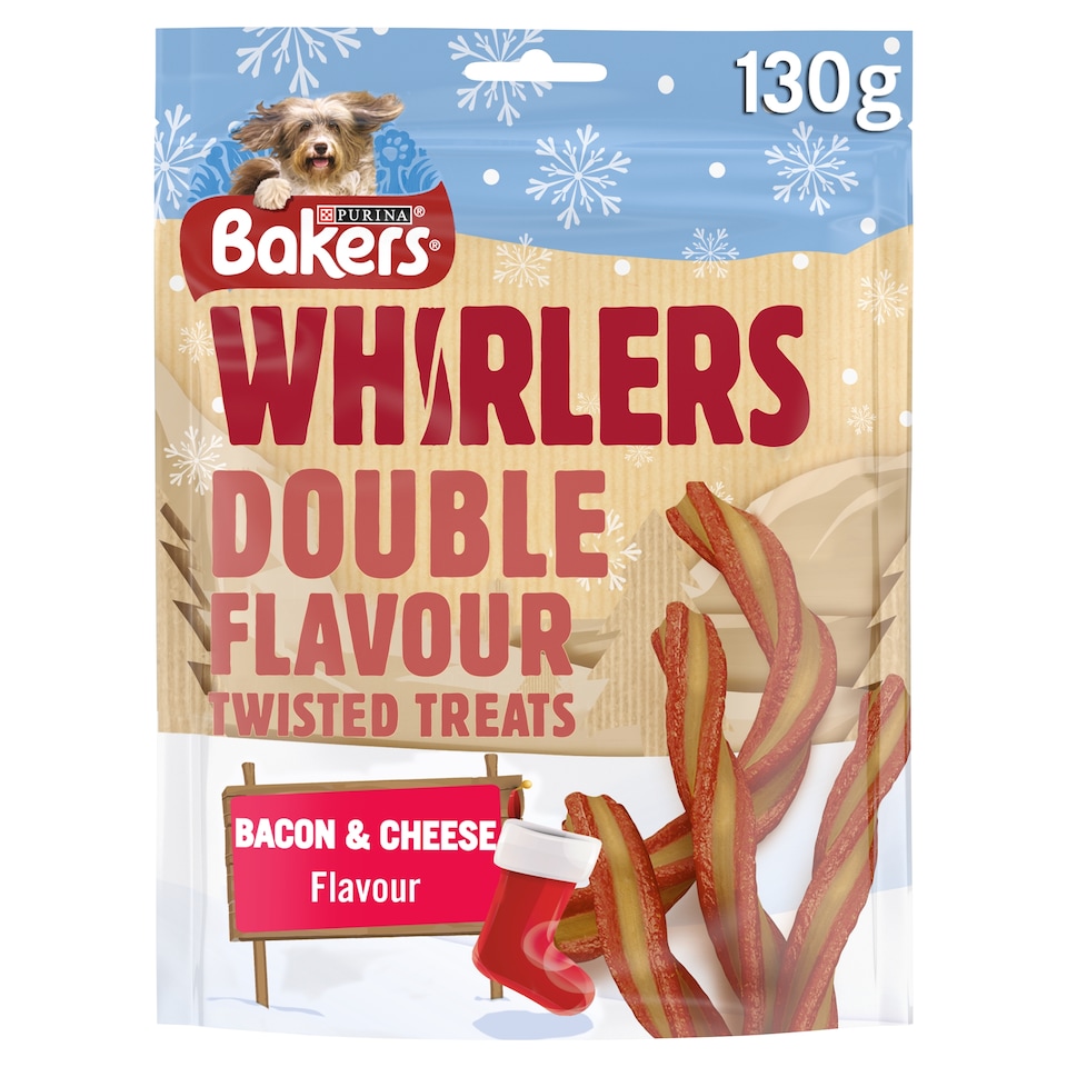 image 1 of Bakers Whirlers Dog Treats Bacon And Cheese 130G