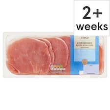 Tesco Reduced Fat & Salt 8 Bacon Medallions Unsmoked 240g