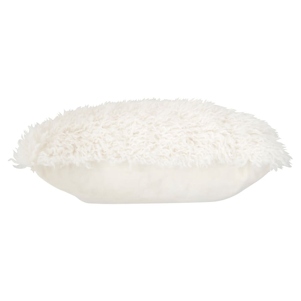 image 1 of Tesco Mongolian Faux Fur Cushion - Ivory