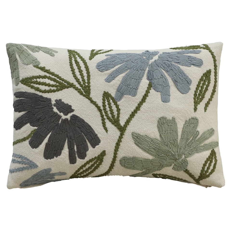 F&F Home Blue Floral Stitched Rectangle polštář 40 x 60 cm
