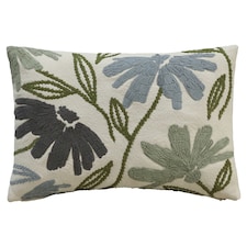 F&F Home Blue Floral Stitched Rectangle polštář 40 x 60 cm