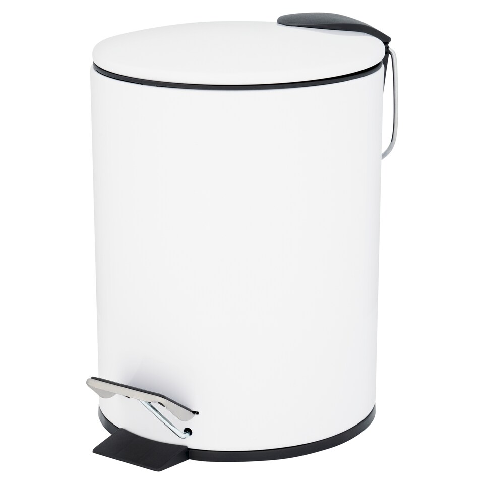 F&F Home Okrúhly biely kovový pomaly zatvárací kôš 3 l