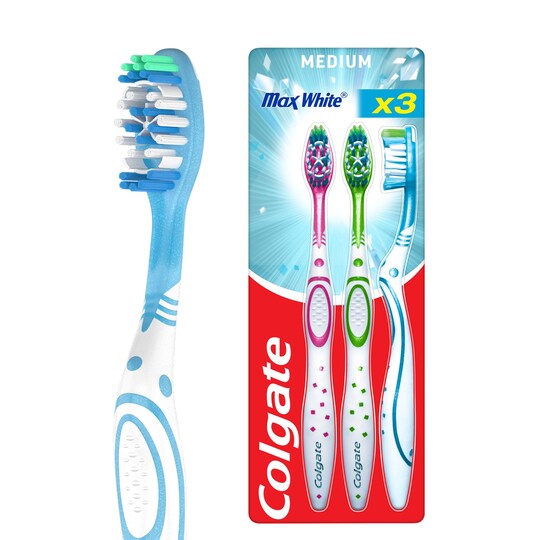 Colgate Maxwhite Toothbrush Set Medium 3 Pack Tesco Groceries