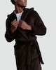 image 1 of F&F Hooded Herringbone Dressing Gown in Burgundy