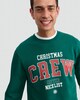 image 1 of F&F Cotton Rich Christmas Crew Slogan Sweatshirt in Green