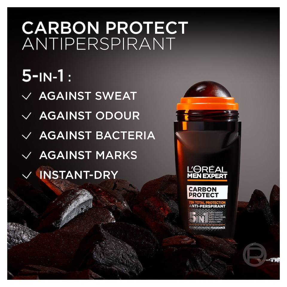 image 1 of L'Oreal Men Expert Carbon Protect Roll-On Deodorant 100ml