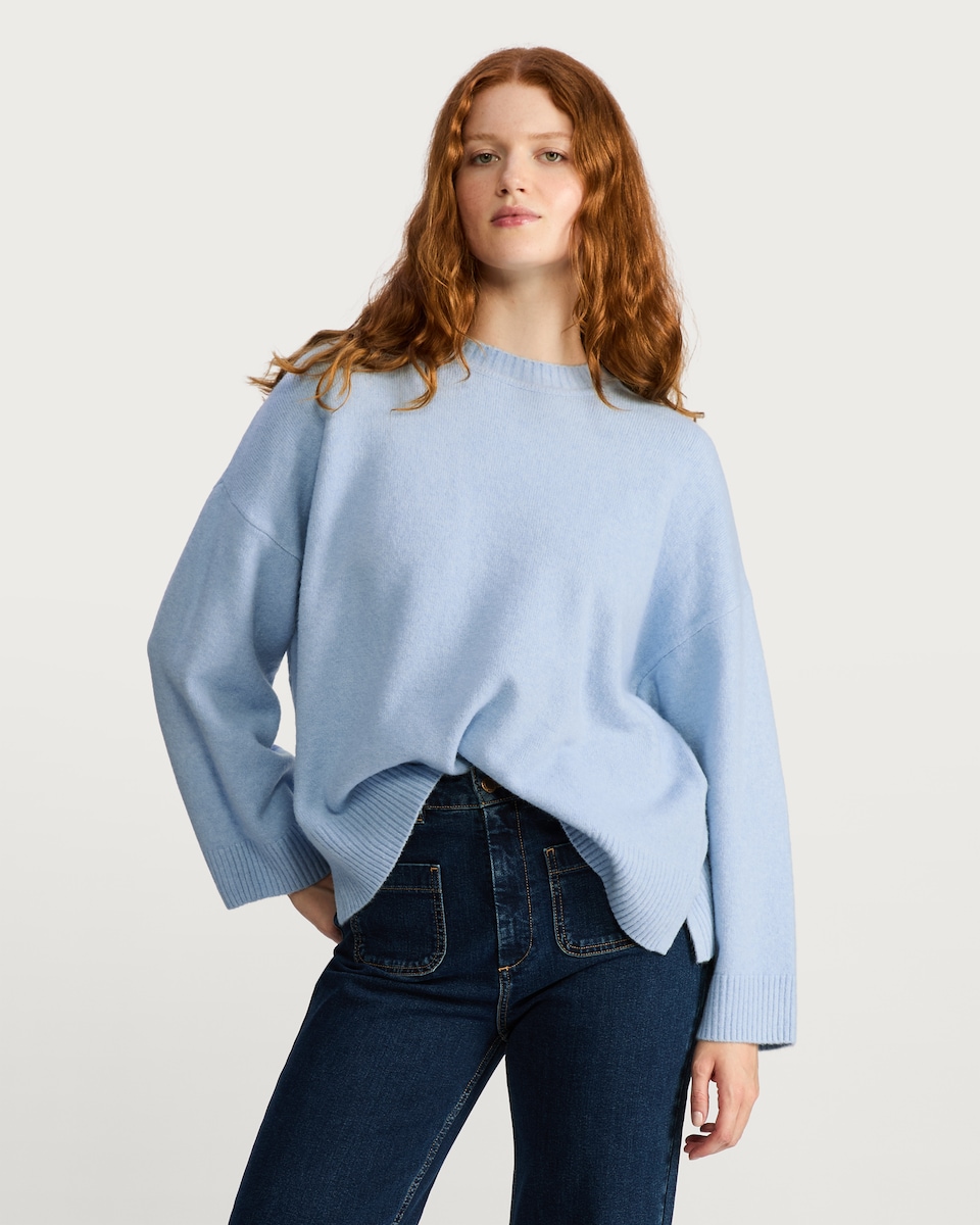 image 1 of F&F Knitted Slouchy Jumper with Wool in Blue
