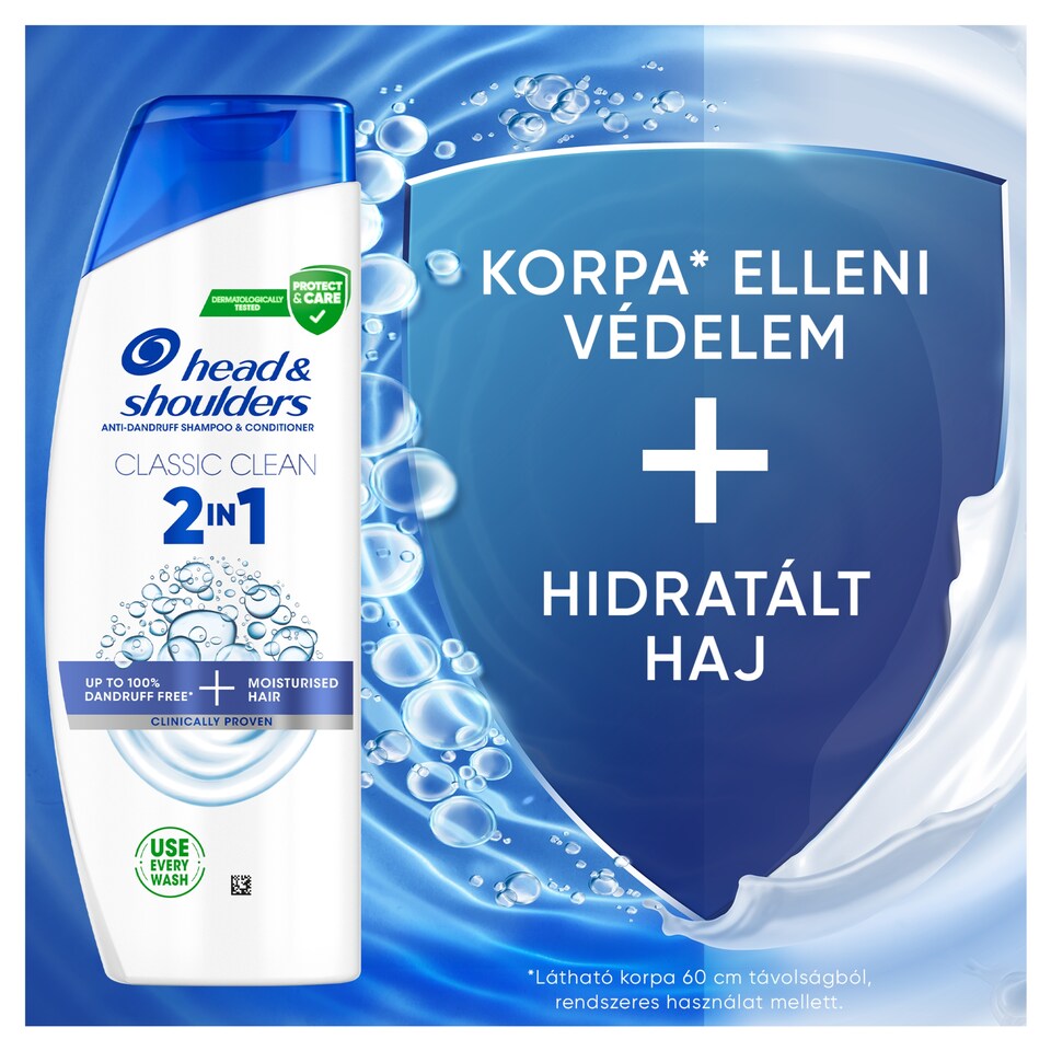 Head & Shoulders Classic Clean 2az1-ben korpásodás elleni sampon 625ml. Friss tiszta Illat 1. kép