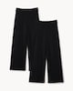 image 3 of F&F Girls School Cotton Rich Wide Leg Trousers in Black