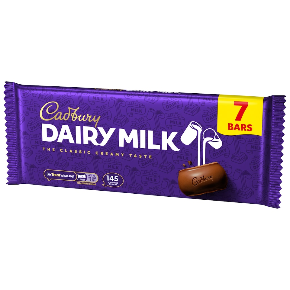 image 1 of Cadbury Dairy Milk Chocolate Bar Multipack 7 Pack 7 x 27.2g