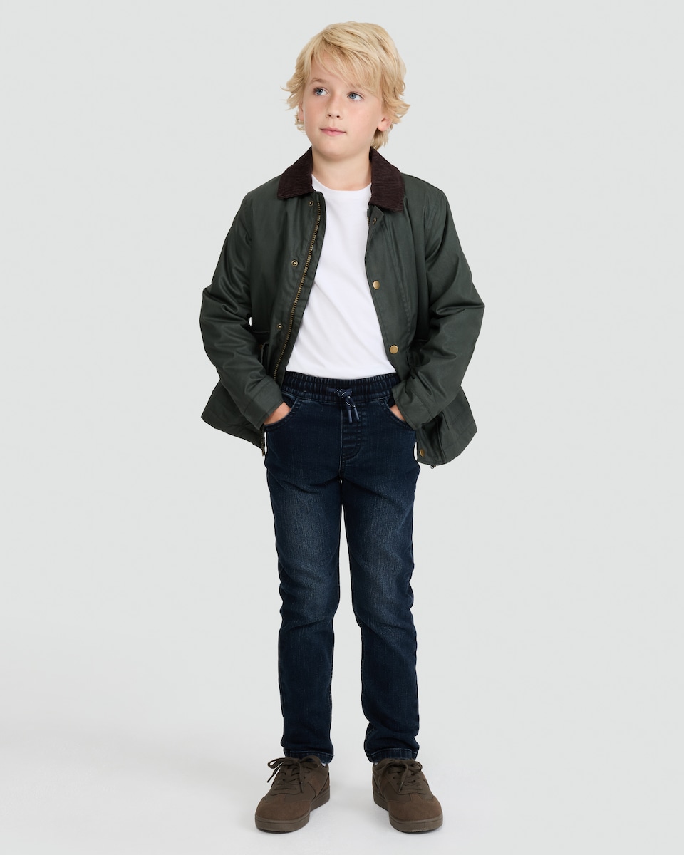 image 1 of F&F Boys Elasticated Waist Jeans in Navy