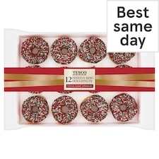 Tesco Festive Ring Doughnuts 12 Pack