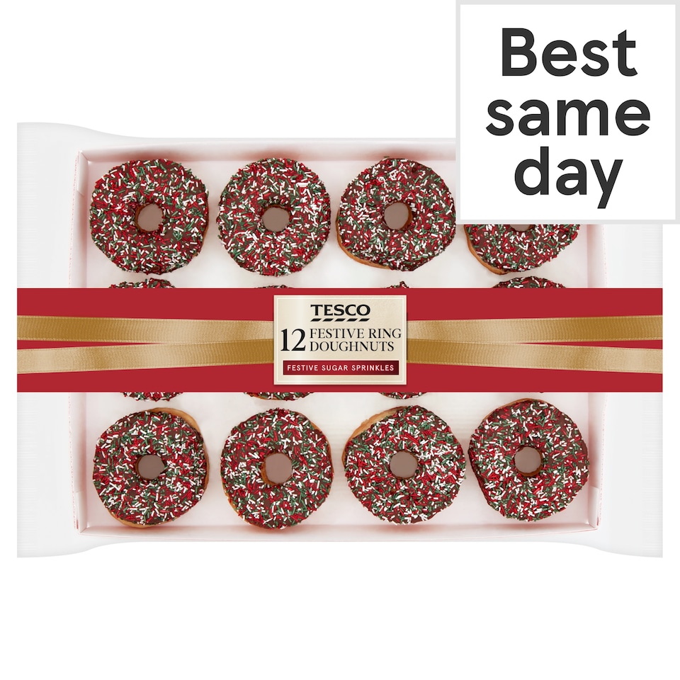 Tesco Festive Ring Doughnuts 12 Pack