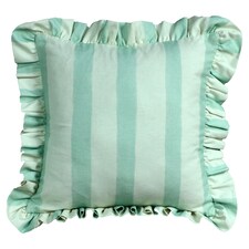 F&F Home Green Floral Oasis Stripe Frill Cushion