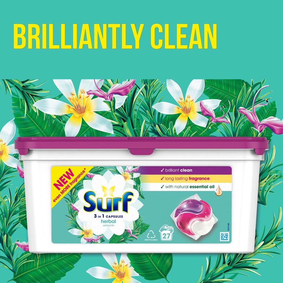 image 1 of Surf 3 In1 Herbal Washing Capsules 27 Washes 467.1g