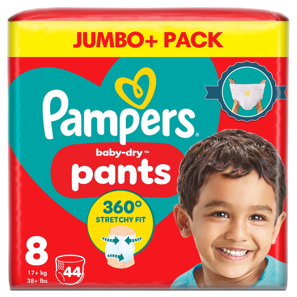 image 1 of Pampers Baby-Dry Nappy Pants Size 8 Jumbo+ Pack 44 Pack