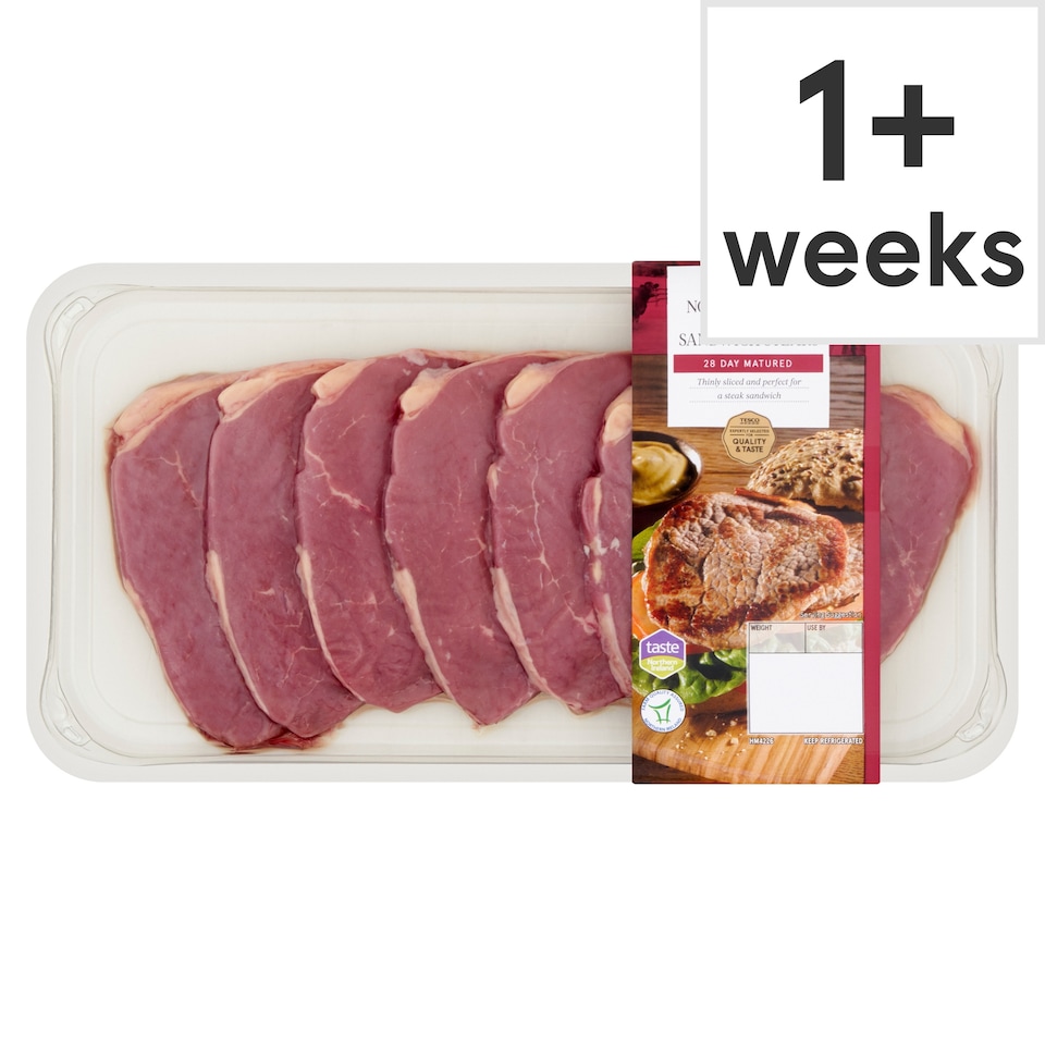Tesco Northern Irish Beef Skinny Sandwich Steaks 510g