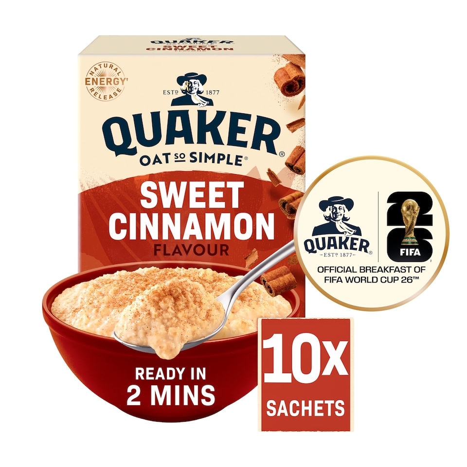 image 1 of Quaker Oat So Simple Sweet Cinnamon Porridge Sachets 10x33g