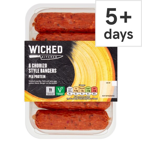 Wicked Kitchen 6 Chorizo Style Bangers 350G Tesco Groceries