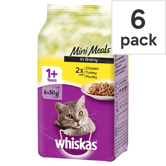 Whiskas 1+ Gravy Cat Food Pouches 6 x50g Tesco Groceries