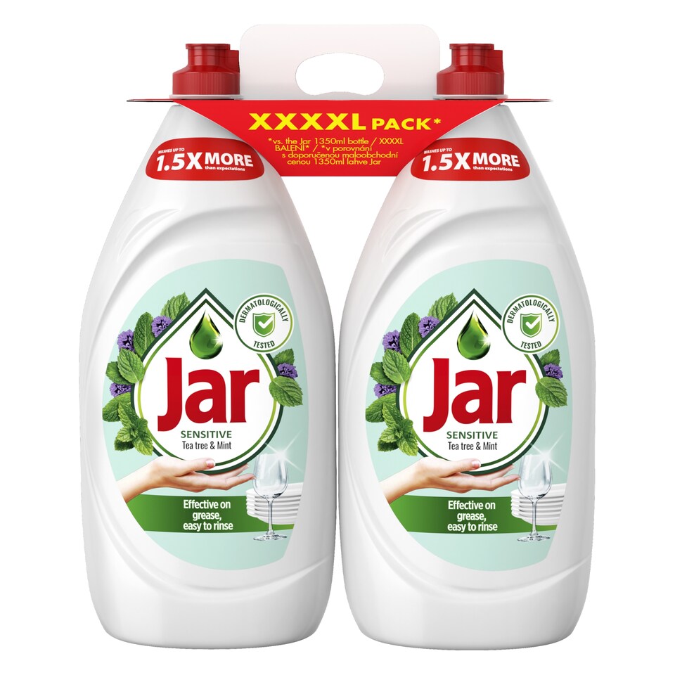 Jar Sensitive Tea Tree & Mint Tekutý Prostředek Na Mytí Nádobí Jemný K Rukám 2.7 L