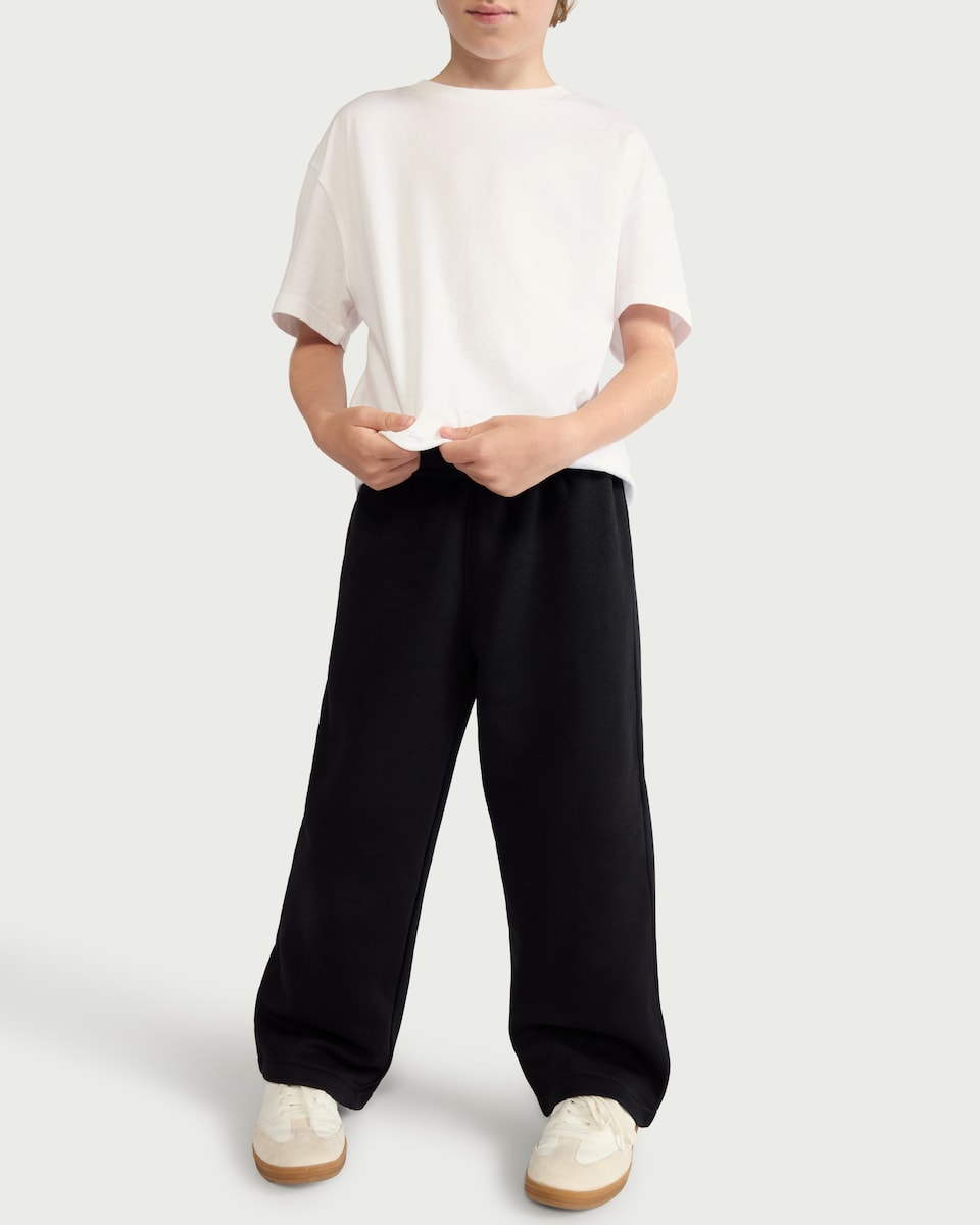 image 1 of F&F Boys Cotton Rich Wide Leg Joggers in Black