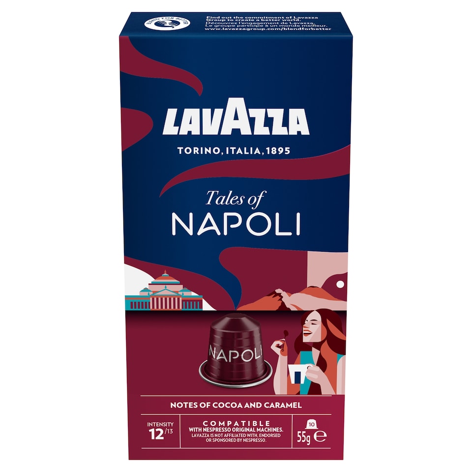Lavazza Tales of Napoli kapszulás pörkölt kávé kakaó és karamell ízesítéssel 10 db 55 g