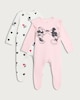 image 1 of Disney 2-Pack Mickey & Minnie Mouse Ribbed Sleepsuits in Pink