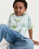image 1 of F&F Boys Pure Cotton Dinosaur Print Short Sleeved T-Shirt in Mint
