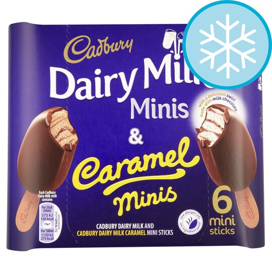 Cadburys Dairy Milk And Caramel Ice Cream Minis 6 X 50Ml Tesco Groceries