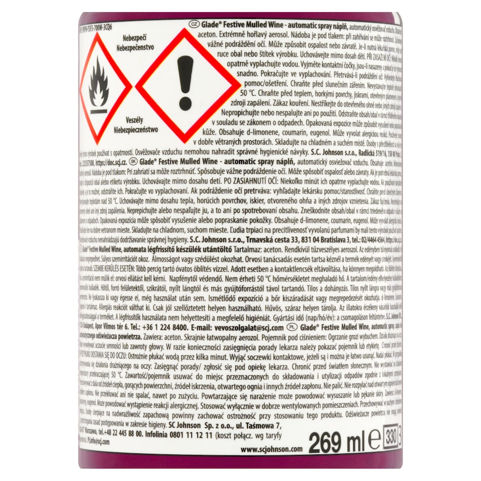 Obrázek 1 pro produkt Glade Festive Mulled Wine náplň automatický osvěžovač vzduchu 269ml