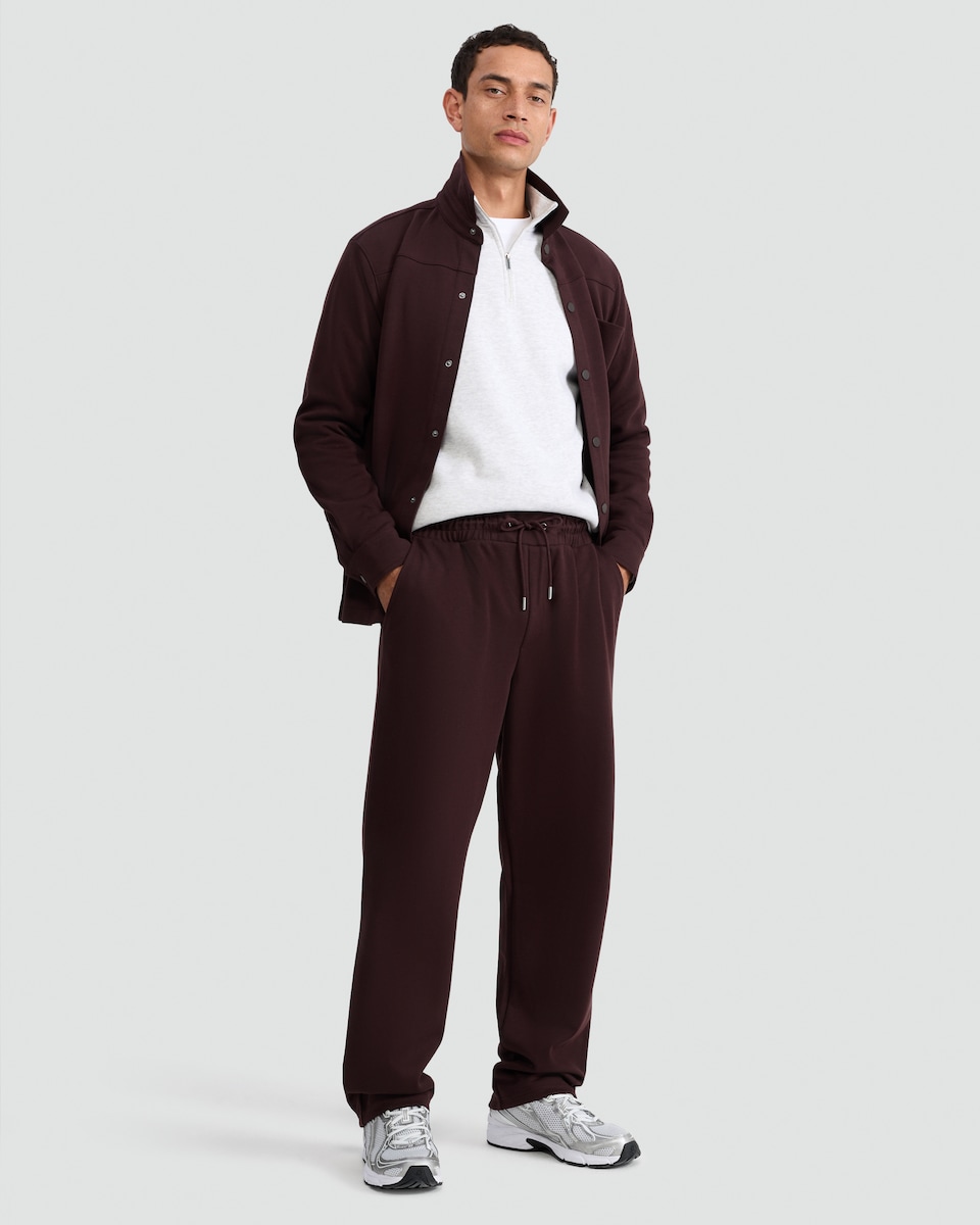 image 1 of F&F Cotton Blend Wide Leg Drawstring Co-ord Joggers in Purple